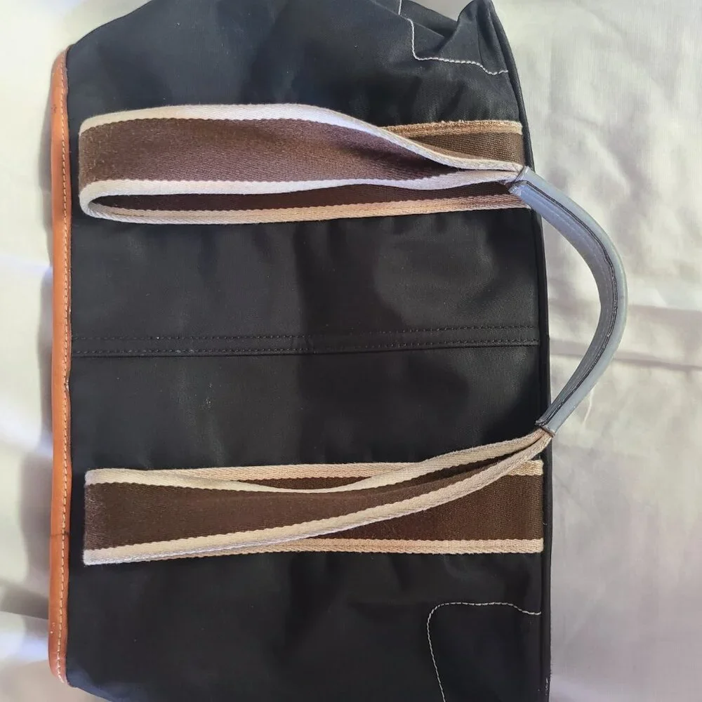 Vintage Y2K COACH Hamptons Nylon Tote Bag Black Leather Trim Handbag Purse Coach - Picture 4 of 6